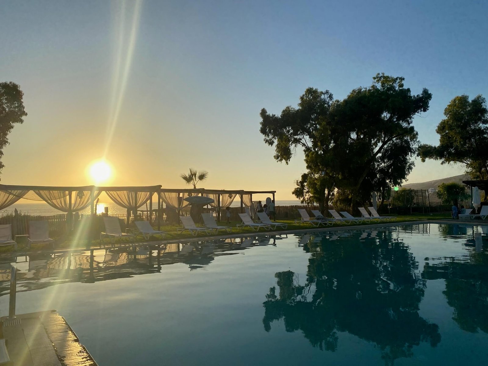 sunset image over the pool