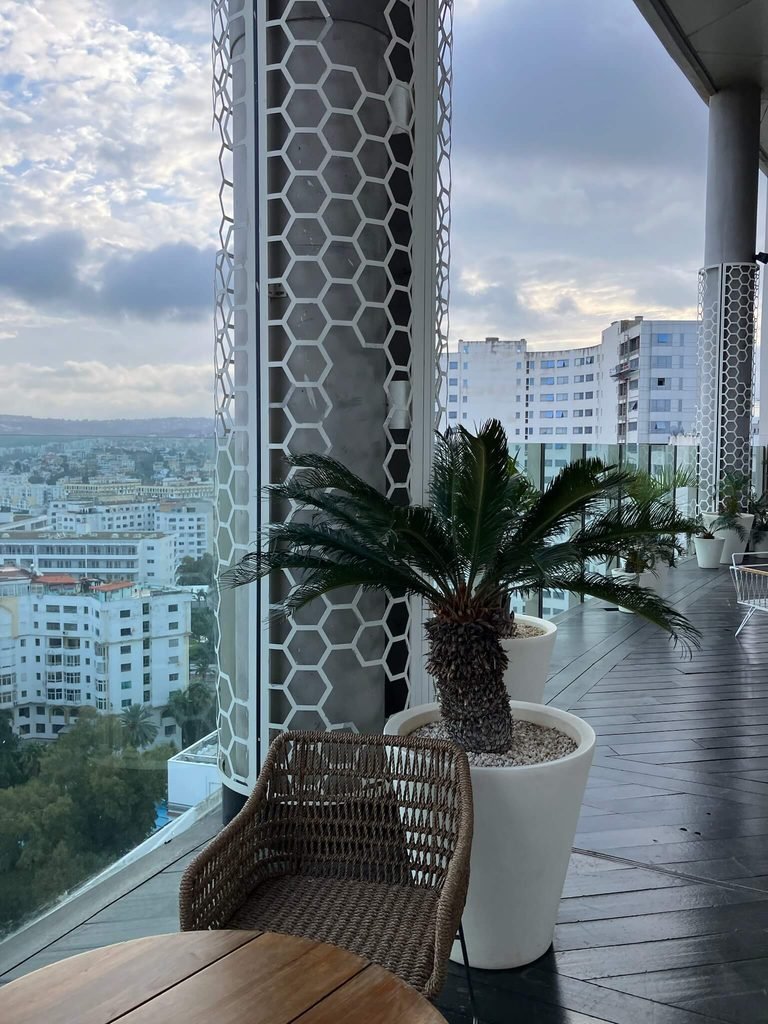 Hotel rooftop area and view