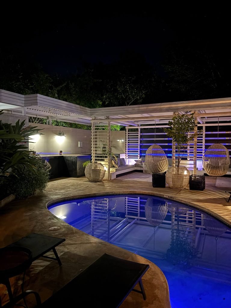 pool view in the evening