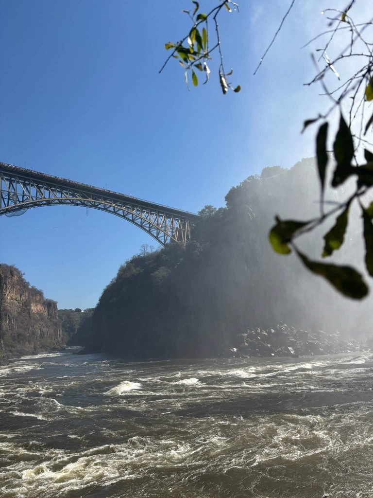 view up towards bridge over river