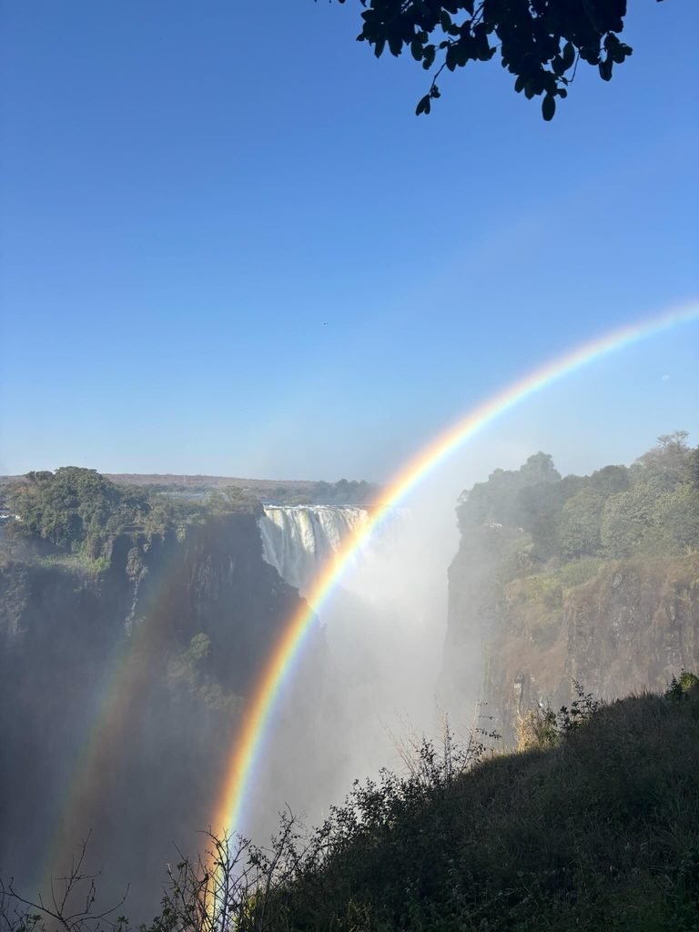 view of victoria falls and rainbow
