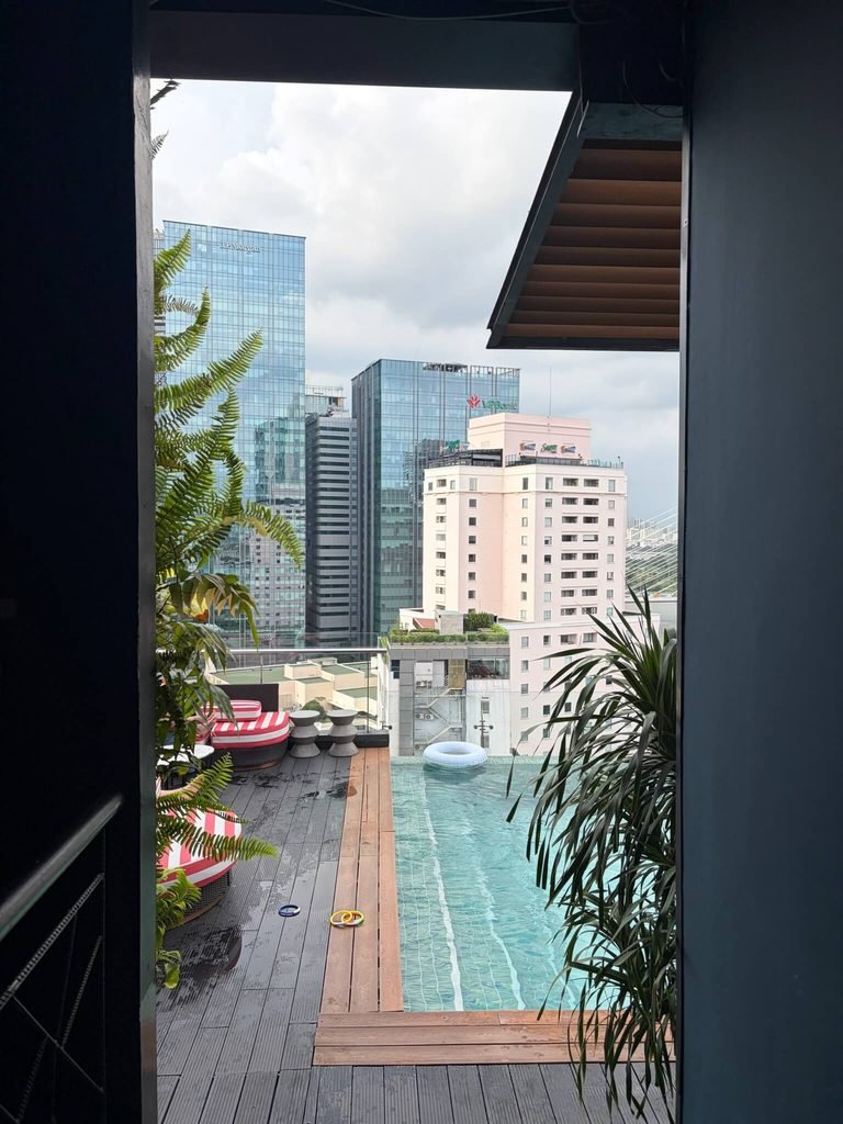 city skyline through a doorway