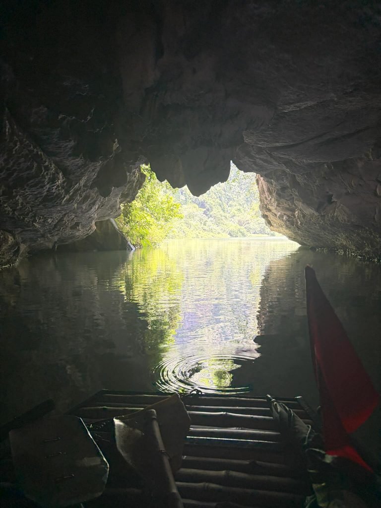 inside a cave on the boat