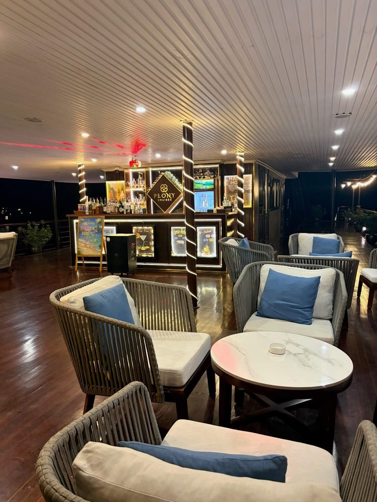 view of table and bar on deck