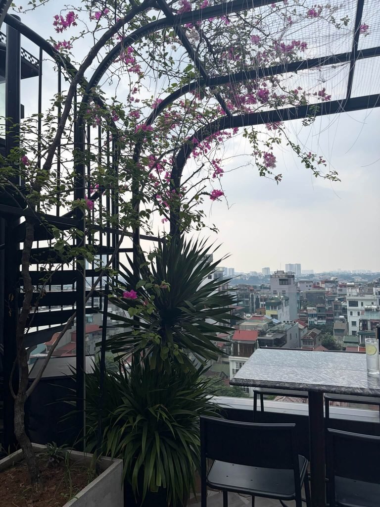 outdoor terrace with hanoi view
