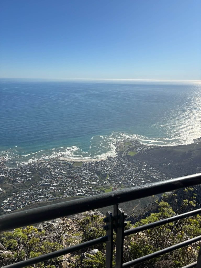 view from top of table mountain over the ocean
