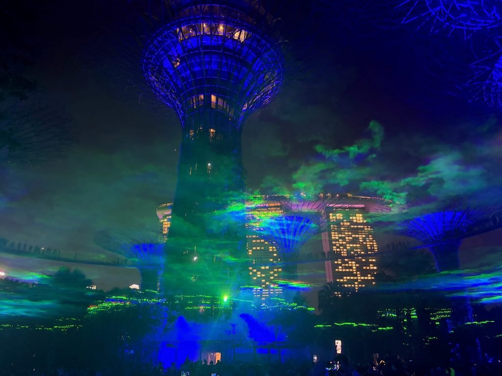 light show over singapore